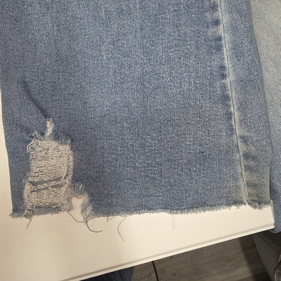 Flying Monkey Distressed High Rise Button Fly Flare Jeans Light Wash Size 28 - Picture 6 of 10